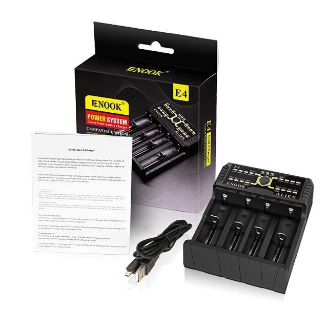 Enook E4 Baterias Li-Ion Carregador Descarga Com Aque Carregamento DC 3.6V / 3.7V