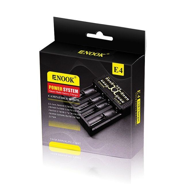 Enook E4 Baterias Li-Ion Carregador Descarga Com Aque Carregamento DC 3.6V / 3.7V