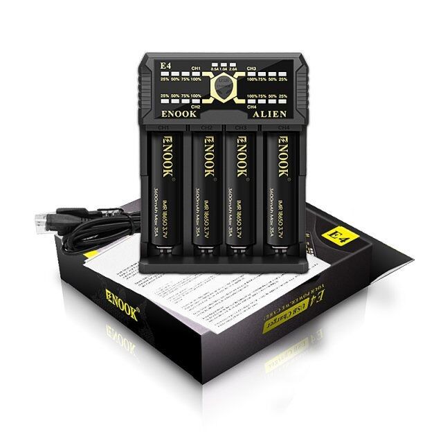 Enook E4 Baterias Li-Ion Carregador Descarga Com Aque Carregamento DC 3.6V / 3.7V
