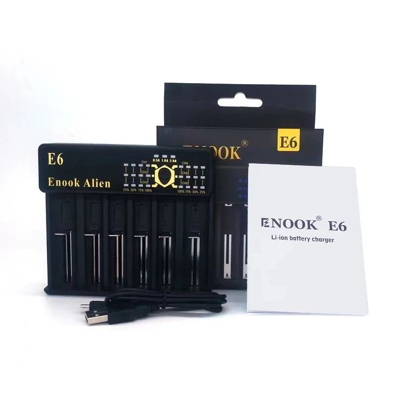 2A 6 Carregador de bateria de íons de lítio 18650/26650/18350/18490/18500