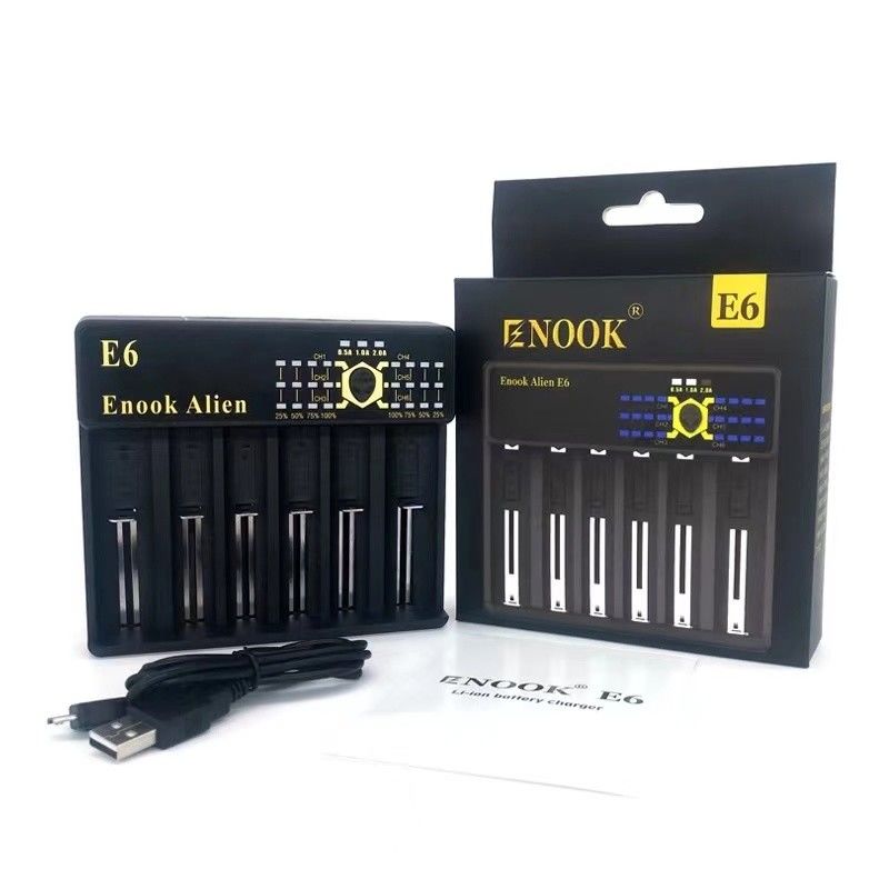 2A 6 Carregador de bateria de íons de lítio 18650/26650/18350/18490/18500