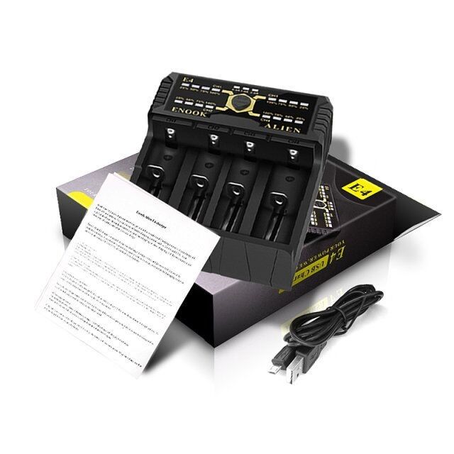 Enook E4 Baterias Li-Ion Carregador Descarga Com Aque Carregamento DC 3.6V / 3.7V