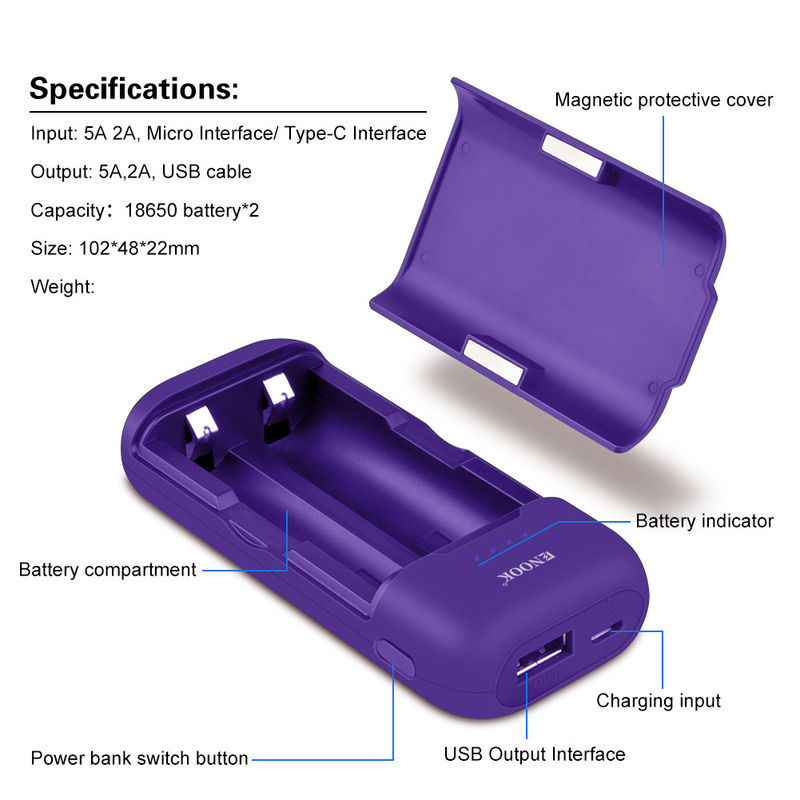 Banco de energia carregador de bateria de carro caixa carregador de adaptador para 3.7V 18500 18650 21700 célula