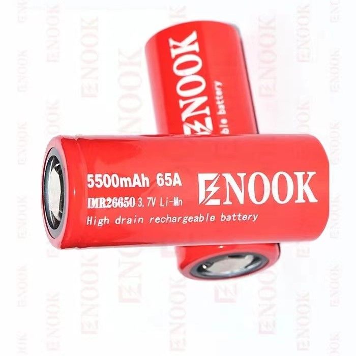 Mais vendido Enook 26650 células de lítio 5500mAh 65A bateria recarregável de alta descarga 3,7V bateria de topo plano