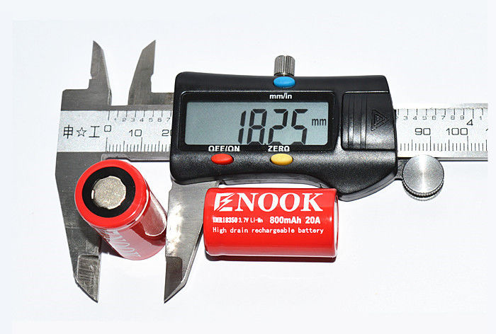 Bateria recarregável IMR Li Ion 800mAh 20amp 18350 Li Mn Bateria para lanterna