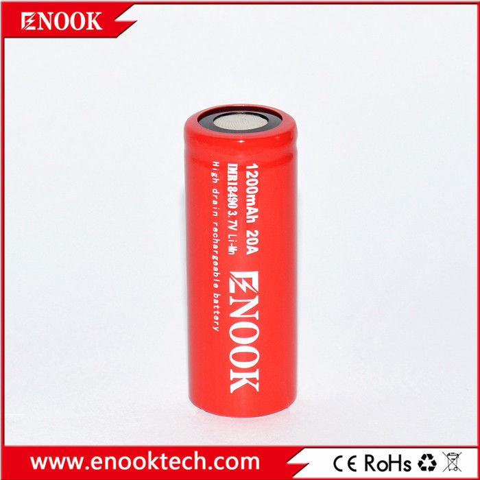 18490 1200mAh 20A 3.7V Bicicleta Elétrica Bateria recarregável Célula de topo plano Tipo