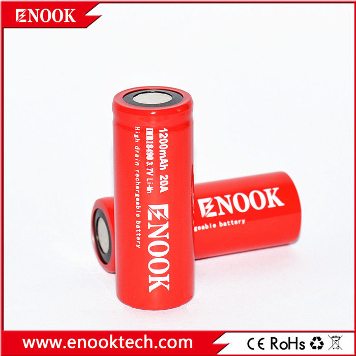 18490 1200mAh 20A 3.7V Bicicleta Elétrica Bateria recarregável Célula de topo plano Tipo