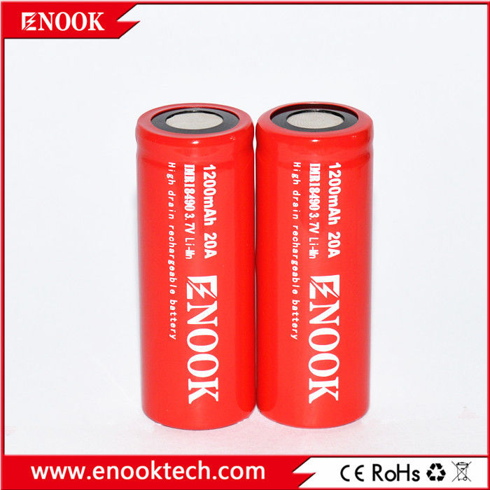 18490 1200mAh 20A 3.7V Bicicleta Elétrica Bateria recarregável Célula de topo plano Tipo