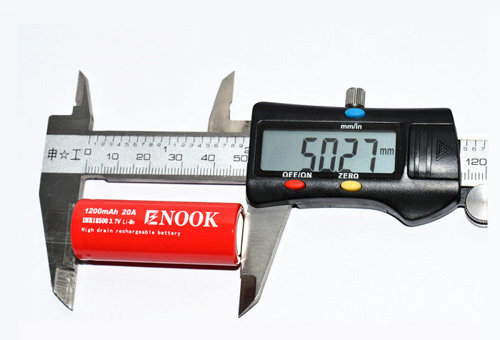 Enook 1200mAh 20A Bateria de íons de lítio Célula 3.7V 18500 Bateria recarregável de íons de lítio