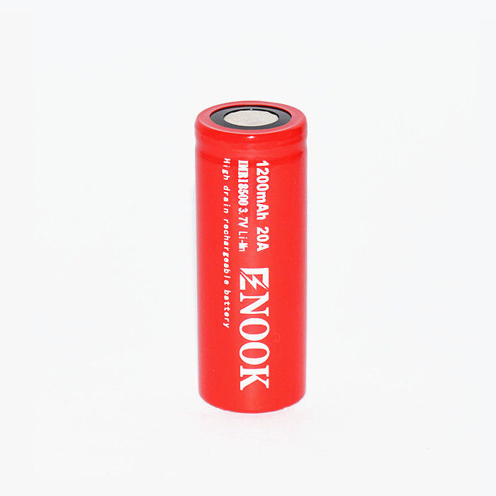 Enook 1200mAh 20A Bateria de íons de lítio Célula 3.7V 18500 Bateria recarregável de íons de lítio