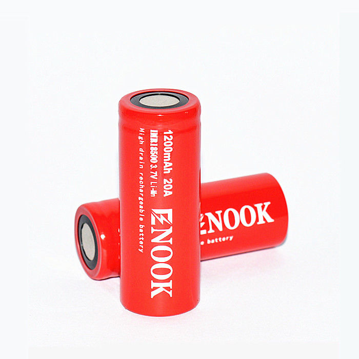 Enook 1200mAh 20A Bateria de íons de lítio Célula 3.7V 18500 Bateria recarregável de íons de lítio