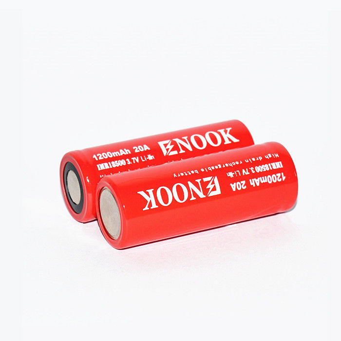 Enook 1200mAh 20A Bateria de íons de lítio Célula 3.7V 18500 Bateria recarregável de íons de lítio
