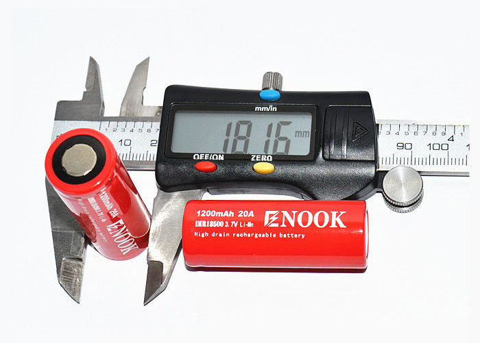 Enook 1200mAh 20A Bateria de íons de lítio Célula 3.7V 18500 Bateria recarregável de íons de lítio