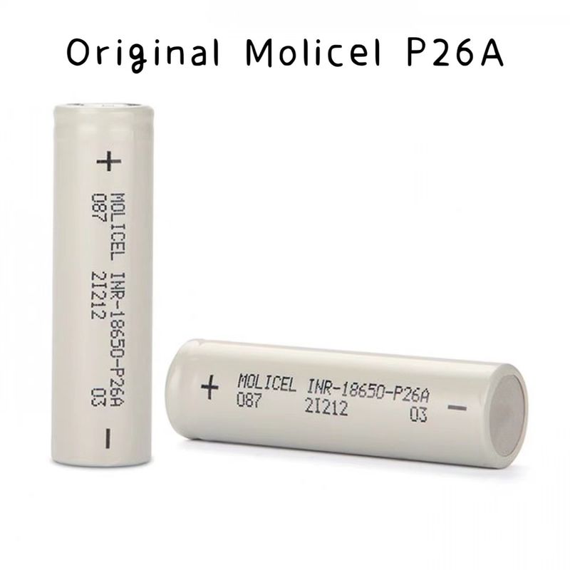 Molicel P26A 18650 Célula de bateria Íon de lítio 35A 3.7 V Bateria recarregável 2600mah