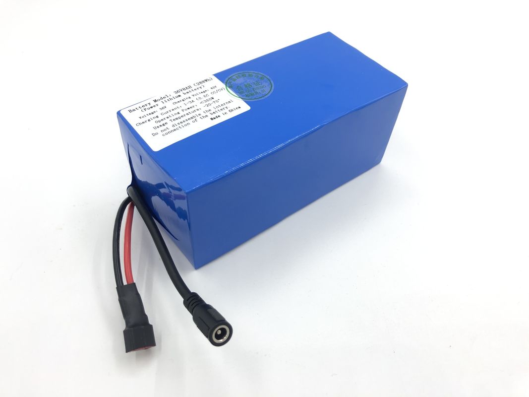 Pacote de bateria de íons de lítio personalizado de 36V 8Ah Tipo azul para bicicleta elétrica