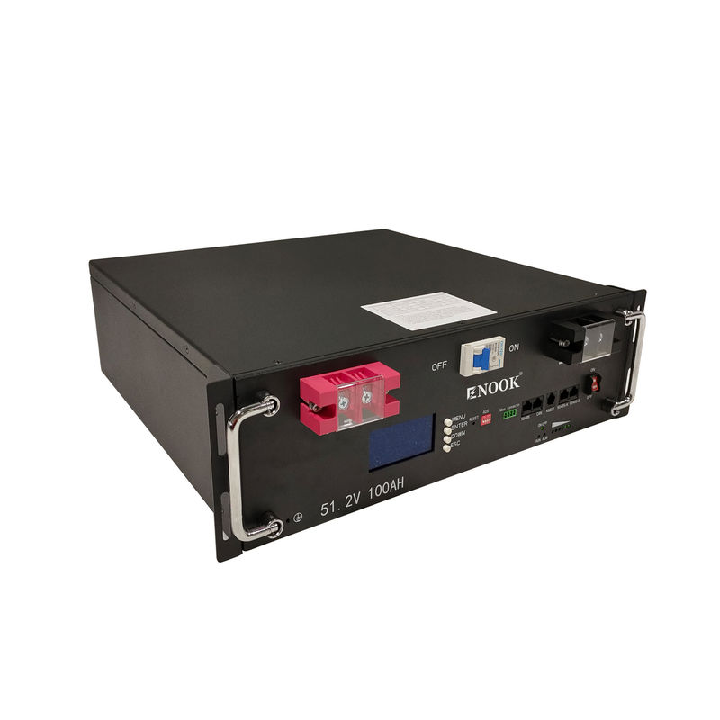 51.2V Bateria de armazenamento de energia LiFePO4 preta para UPS, baterias de servidor montadas em rack
