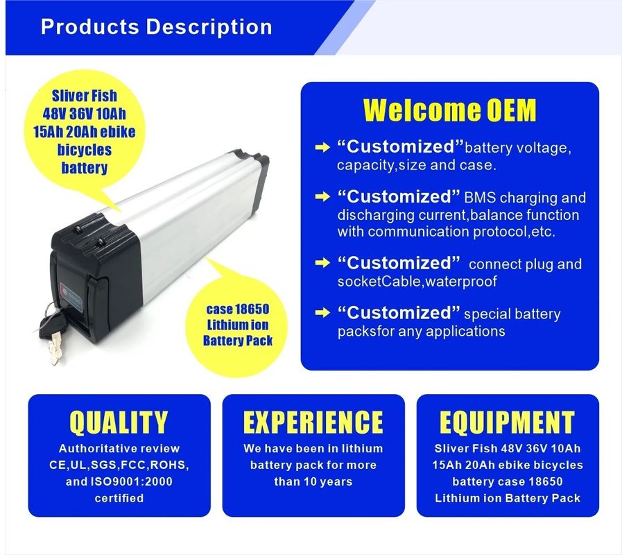 12V 24V 48V 36V 10Ah 20Ah E Scooter Battery Pack Pacote de bateria de lítio personalizado da Ebike