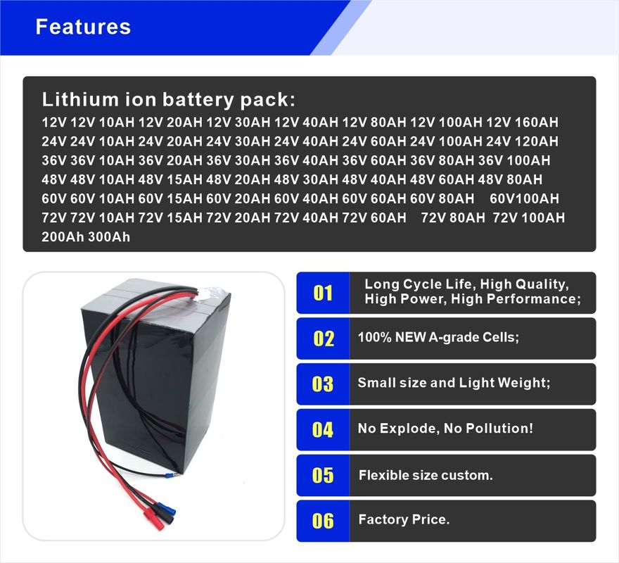 E Scooter 72v 40ah 45Ah 3000W Motor Bateria de Lítio Pacote Para Bateria de Mobilidade Elétrica
