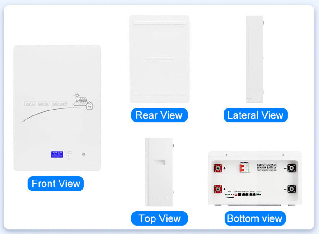 Home Powerwall Bateria de armazenamento solar Solaire Lítio 200Ah 10Kw 20Kw 50Kw 48V 51V 100Ah Lifepo4 Bateria de íons de lítio