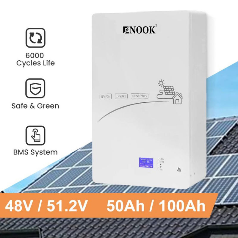 Enook Solar 5KWH 10KWH LifePO4 Bateria de lítio 24V 48V Energia solar 200Ah Power Wall Lifepo4 Pack