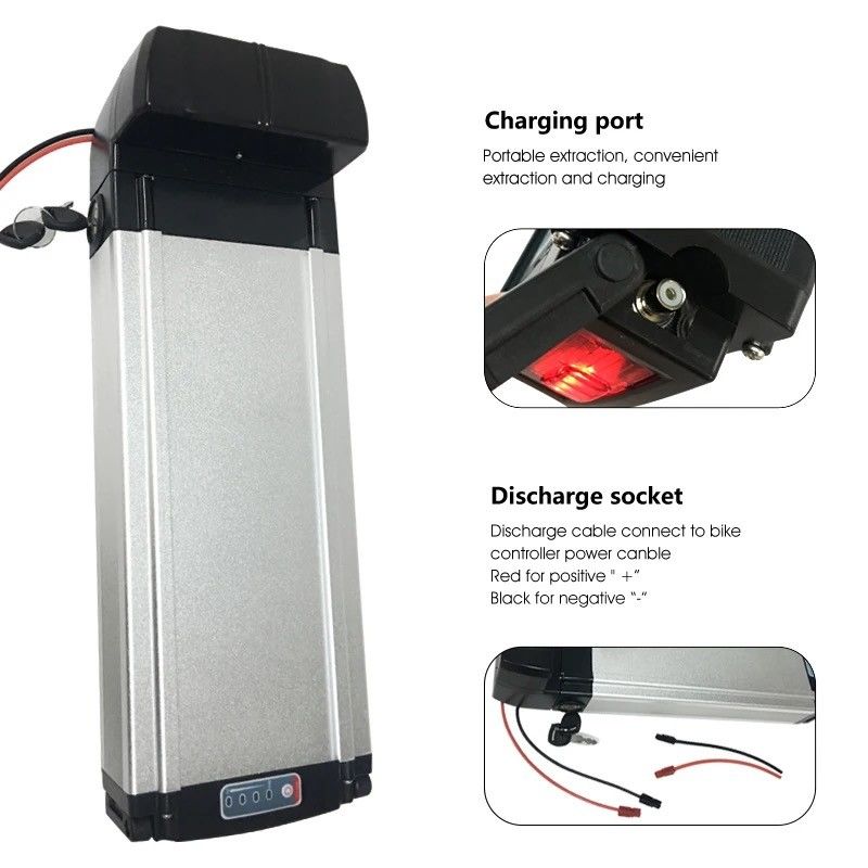 Eco-friendly Rear Rack E Bike Battery Pack Sliver Bateria de íons de lítio para bicicletas
