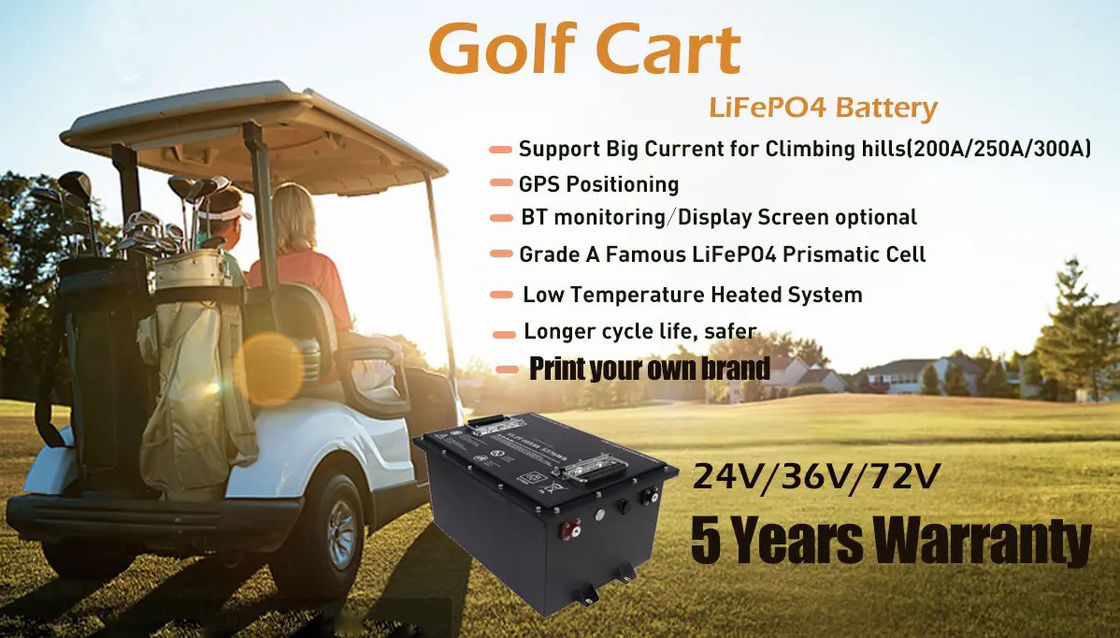 Carrinho de golfe leve Bateria de íons de lítio 105AH Capacidade -20-65°C Temp. de operação 150A Descarga