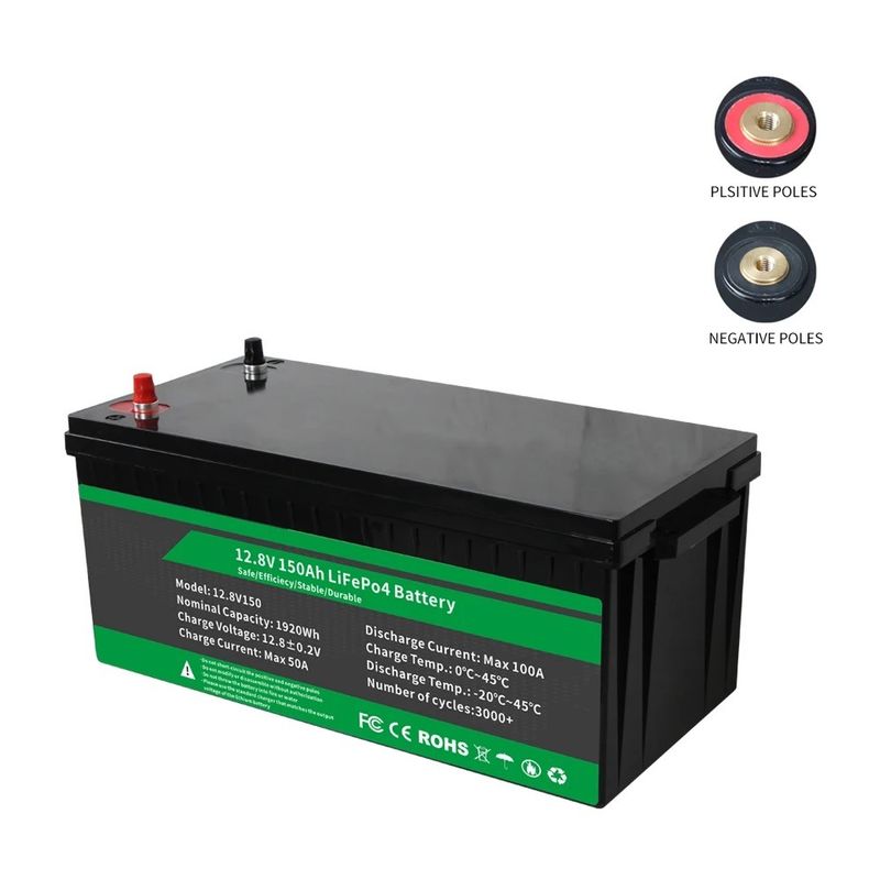 12.8v 100ah 150ah 105ah 200ah Bateria de íons de lítio com função BMS avançada