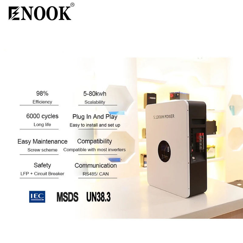 Certificado Smart Lithium Ion Home Energy Storage Battery 5,12kwh Potência Aceito OEM/ODM