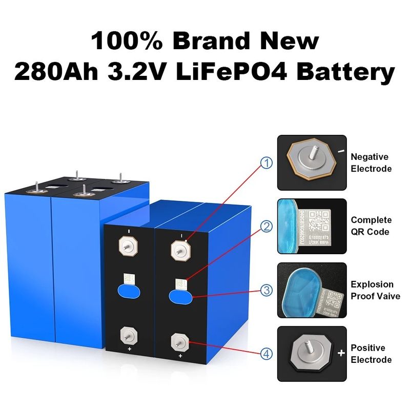 Bateria recarregável personalizável 3.2V 50Ah 280ah 320ah LifePo4 Bateria para RV Camping