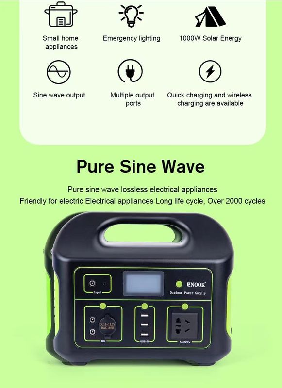 500Wh LiFePo4 Bateria Armazenamento de energia doméstica Carregamento solar Estação de energia portátil de 1000W