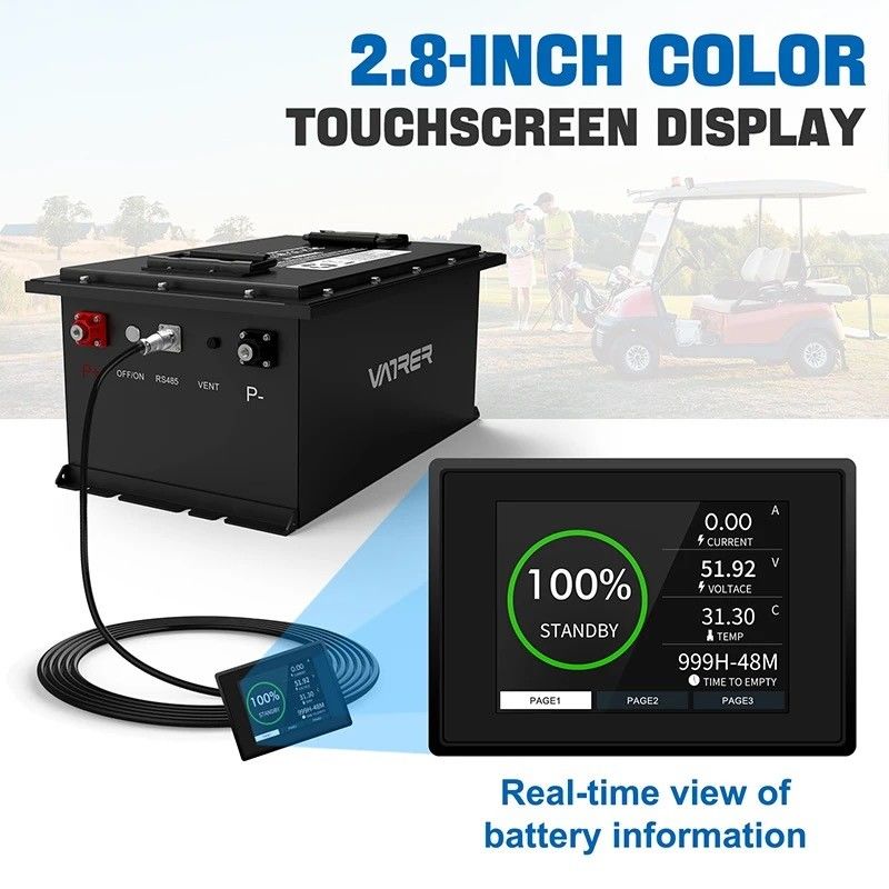 36v 48v 72v 100ah 200ah Bateria de Iões de Lítio para Carrinho de Golfe Amigável ao Meio Ambiente