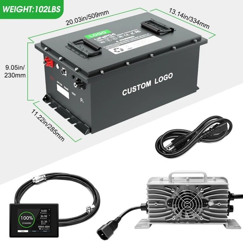 Carrinho de golfe elétrico Baterias de íons de lítio com Bluetooth e voltagem de carga de 58,4V