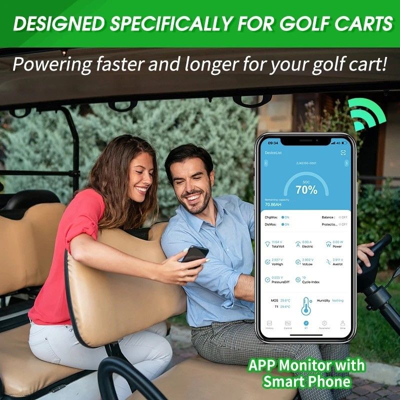 36V 48V 72V 96V 100Ah 200Ah 300Ah LiFePO4 Bateria de Carrinho de Golf Com 150A Descarga Contínua